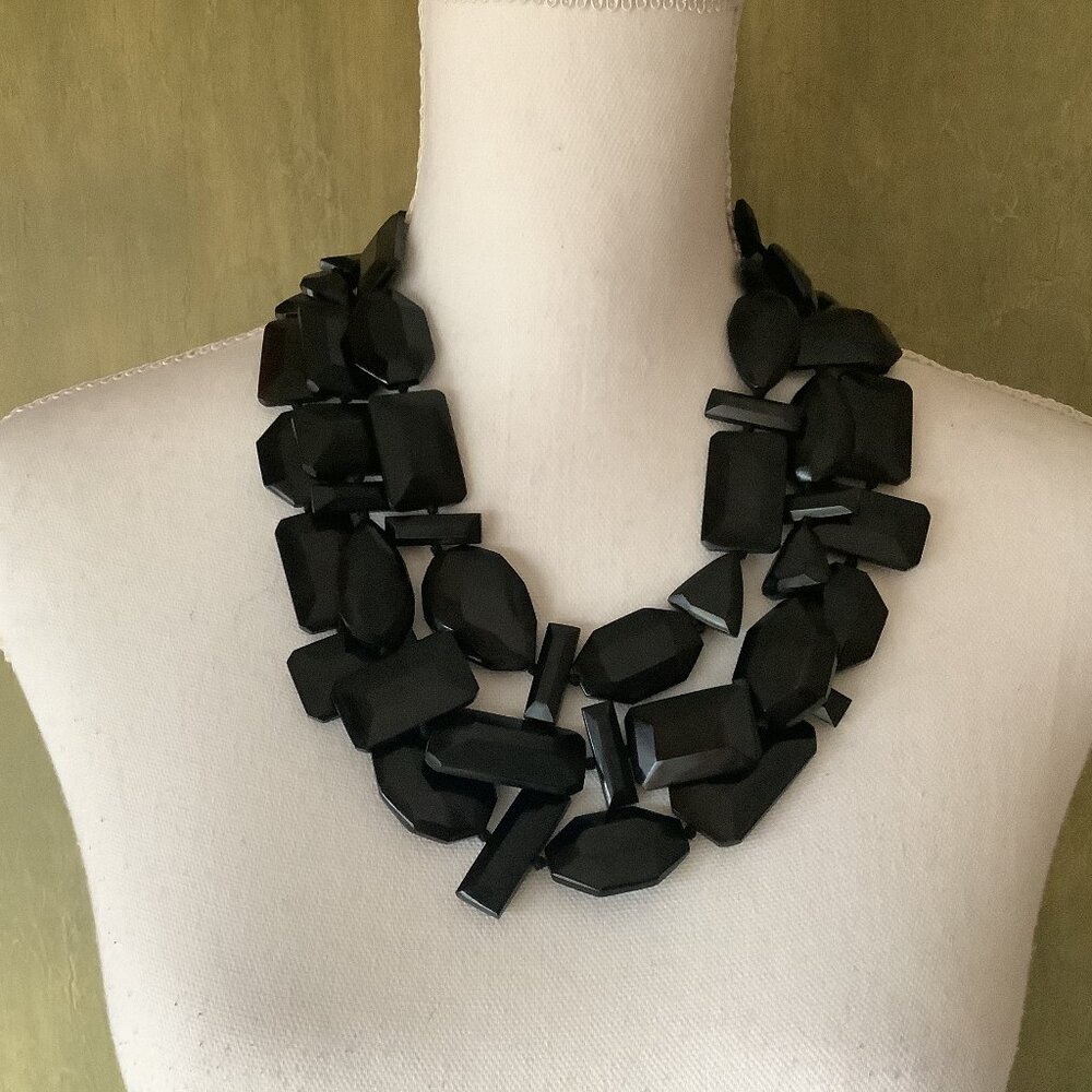 Angela Caputi 3 Strand Black Necklace